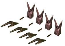 4 Excavator Bucket Combo, Weld-on Shanks, Rock Teeth & Pins, 5/8" Lip - 230X156