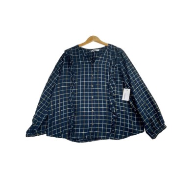 New Sonoma Plaid Button Down Top size XXL Blue/Silver/Gold