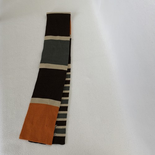 Rainforest Cafe Motorcycle Club Orange Brown Striped Knit 2010 Scarf 53” Youth - Picture 5 of 5