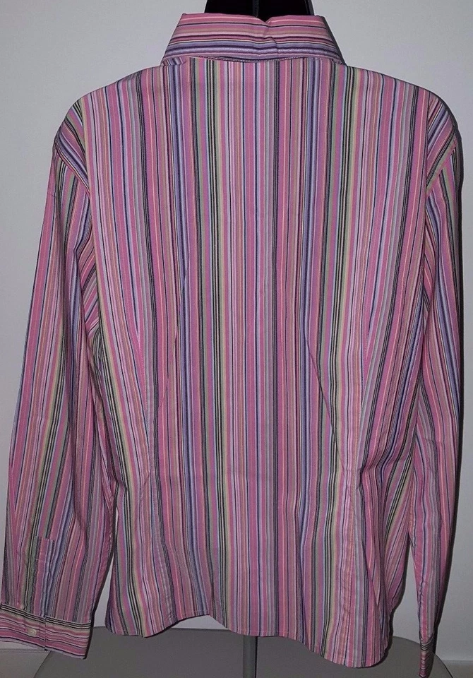 Camisa Top Blusa Villager Liz Claiborne Mujer Talla 16 Multicolor Rayas Foto 3 de 3