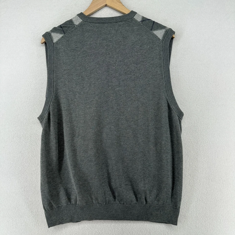 Chaleco Suéter JOHNSTON & MURPHY L Argyle Cuello en V Golf Abuelo Pima Algodón Gris Foto 2 de 4