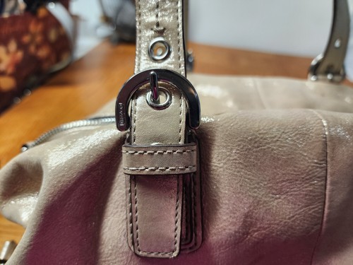 Coach SOHO Satchel Bag Purse Metallic Champagne #17220 Convertible - Picture 19 of 22