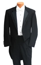 Men's Black Tuxedo Tailcoat Mason Debutante Penguin Swallow Long Tail 40 Regular