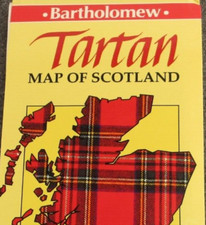 Bartholomew 90 Tartans Map Scotland 1000 Surnames History 1992 30" x 40"