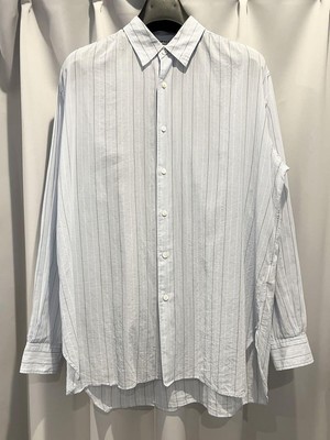 Auralee Hard Twist Finx Striped Shirt Long Sleeve Casual Business 