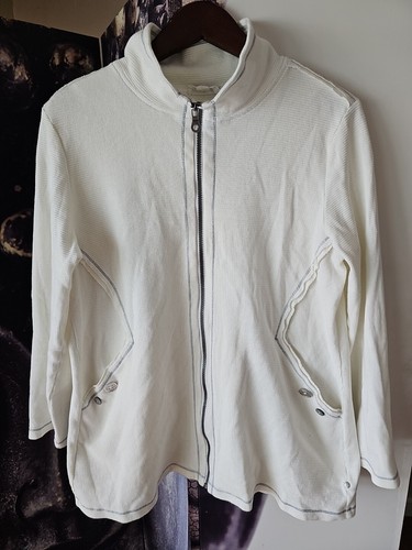 Neon Buddha Mock Neck White Waffle Knit Lounge Minimalist Athleisure Jacket YJ01