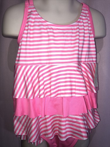 New with Tag Bobbie Brooks 2 PC L (10/12) Pink Stripe Swimsuit Bikini BB2 - Picture 3 of 12