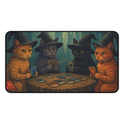Cat Wizard Magic the Gathering, MTG Playmat, MTG Gift, Cat Witch Deskmat, Gaming - 第 1/7 張圖片