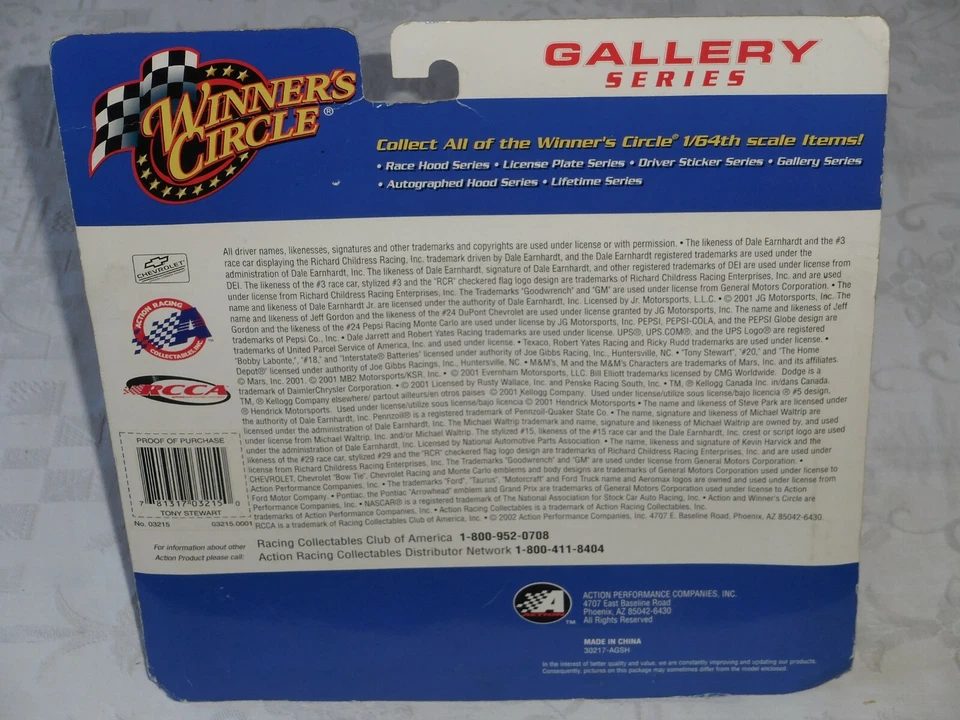 NASCAR TONY STEWART 20 Winner's Circle Gallery Series 1:64 Race Car !!! - Immagine 2 di 2