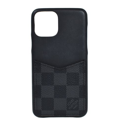 LOUIS VUITTON iPhone 11 Pro Case Bumper Damier Graphite Leather N60366 60GA438 - Picture 1 of 9