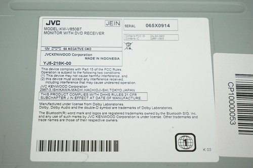 JVC KW-V850BT Monitor with DVD Receiver 6.8in Touchscreen - Picture 20 of 20