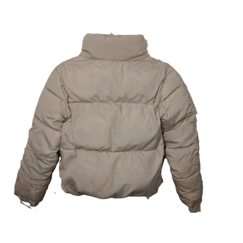 Chaqueta tampón pequeña para mujer. beige. Anna Cai. Cremallera completa. Cuello alto. - Imagen 2 de 4