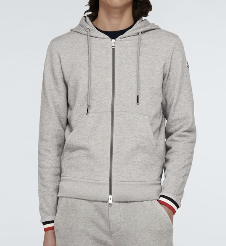 NEW Moncler Sweatshirt Zippered Hooded Melange Light Gray US NEW Moncler Sweatshirt Zippered Hooded Melange Light Gray US