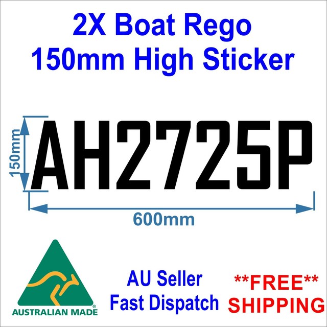 Boat Rego Sticker Registration Number 150mm X 2pcs High Quality Marine
