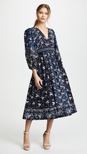 Ulla Johnson NEW Iona Dress Patchwork Midi Indigo Multi Size 2