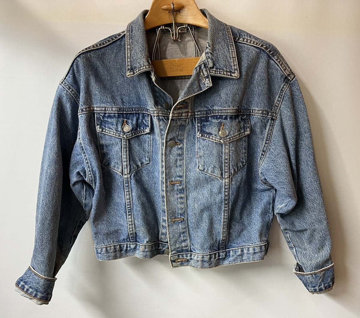 Vintage Womens Bongo Cropped Denim Jean Denim Jacket USA
