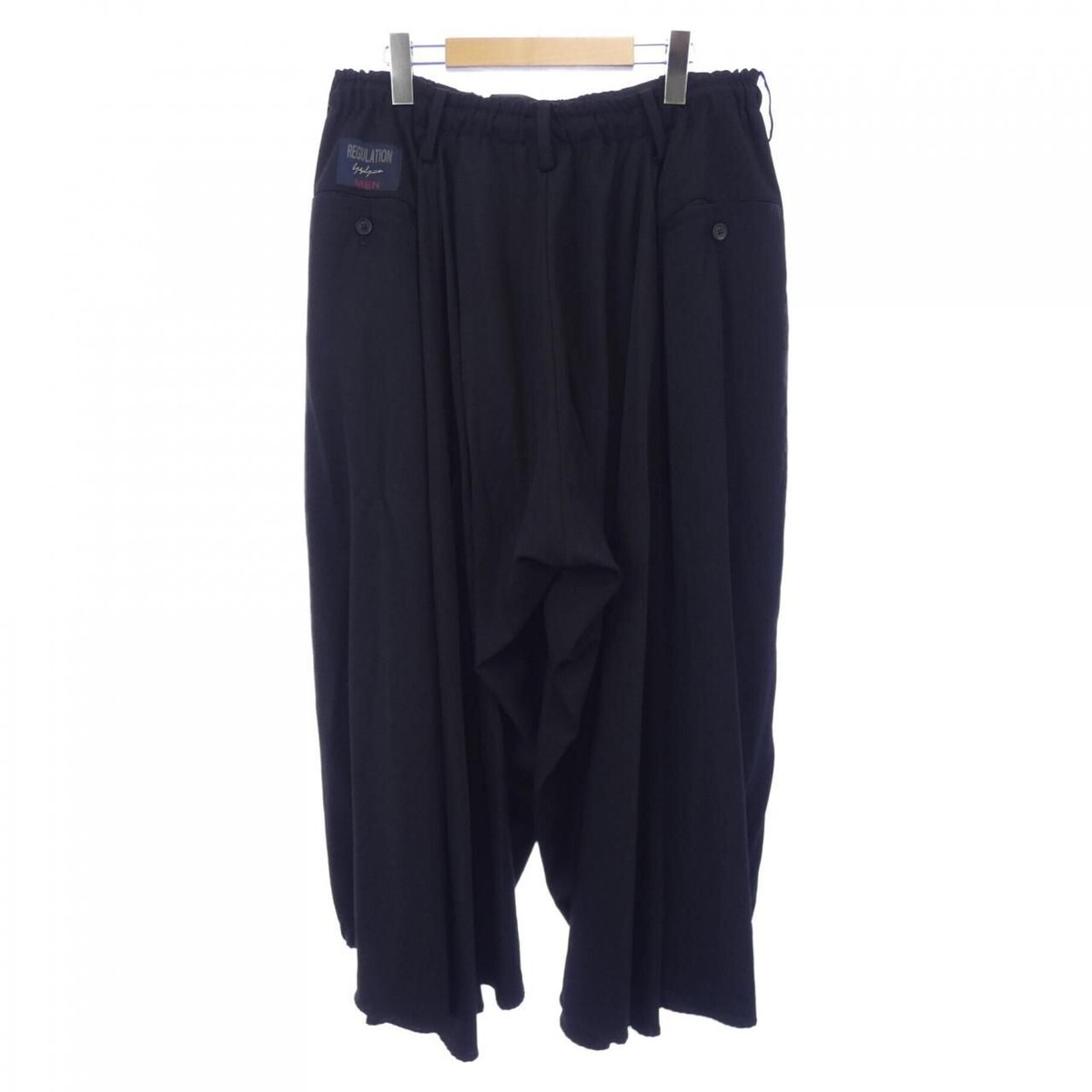 YOHJI YAMAMOTO men's wool wide pants size 3 Black Solid YOHJI YAMAMOTO men's wool wide pants size 3 Black Solid