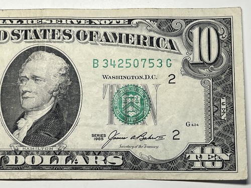 1985 $10 Ten Dollar Bill Federal Reserve Note New York Vintage Old Currency - Picture 3 of 6