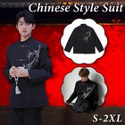Traditional Chinese Tang Suit Jacket Mens Mandarin Collar Republic Style Coat AU