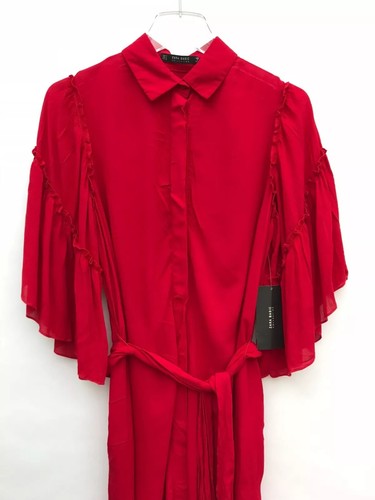 Abito midi Zara rosso manica a volant taglia M ref 5065 226 - Foto 2 di 9