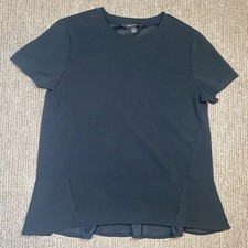 Banana Republic Womens XS Peplum Top Black Short Sleeve Stretch