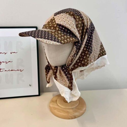 Retro Scarf Peaked Cap Leopard Print Triangle Headscarf Hat Spring - Picture 15 of 17