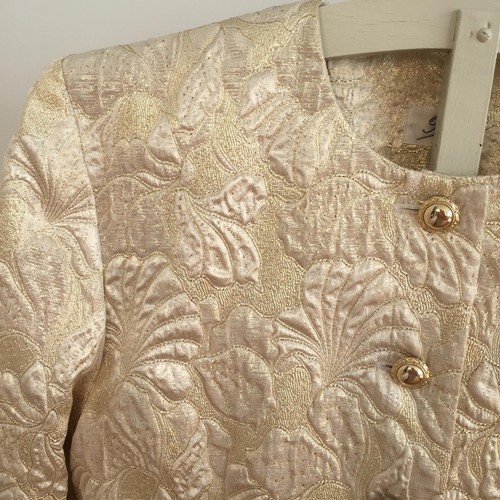Vintage Riece Metallic Gold Clam Shell 3 Piece Skirt Suit Set Sz 12 Mermaidcore - Picture 18 of 24