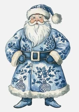 Santa Blue Retro Stickers (4) Labels Card Gift Craft Paper Journal