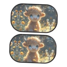 Window Shades 2 Pack Car Window Shades UV Protection Cute Highland Cow