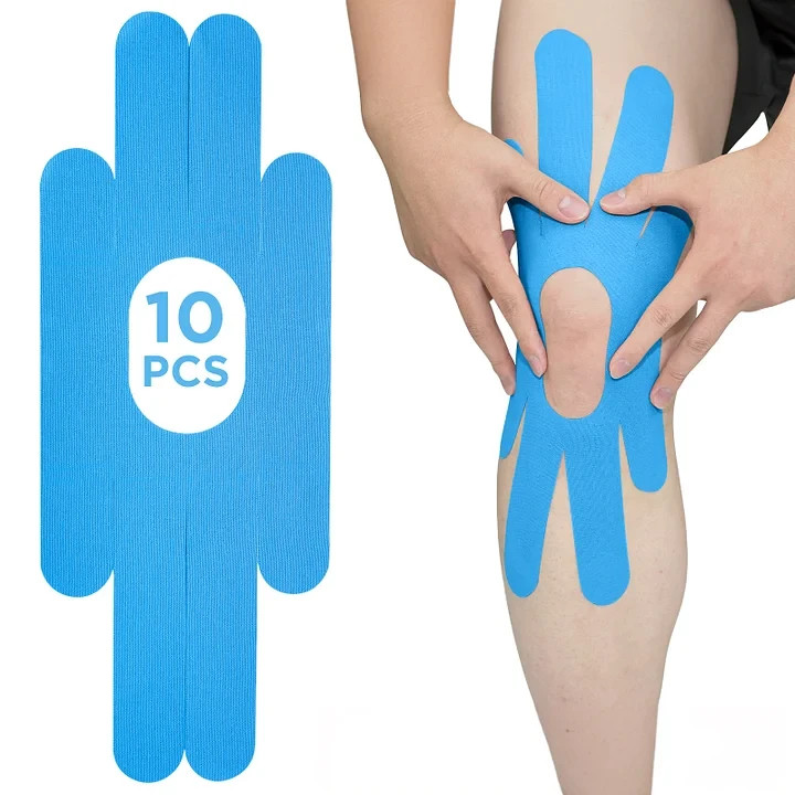 10 x PreCut Tape Kinesiologie Kniebandage Pflaster Knie Schutz Bandage blau