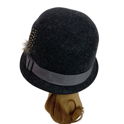 One Size Angela & William Womens Wool Cloche Hat Charcoal Gray - Picture 3 of 7