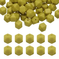 50Pcs Hexagonal Silicone Beads 14mm Geometric Loose Beads Bulk Pear