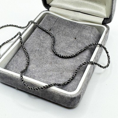 Vintage 925 Sterling Silber gedrehtes Seil Kette Halskette 42 cm Karabinerverschluss