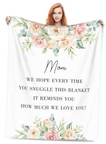 Mothers Day Blanket, Mom Blankets from Son, 60"x50" Floral Flannel Throw