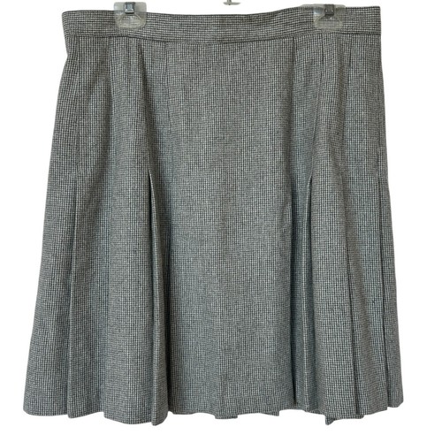 Vintage Liz Claiborne Skirt Villager Gray White Check Pleats Womens Plus Size 18
