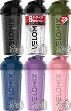 -6 PACK- 28 OZ Protein Shaker Bottles for Protein Mixes, Shaker Cups for Prot...
