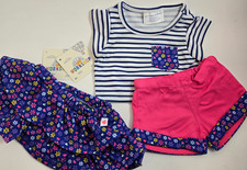 Build A Bear Workshop Floral Pink Blue Shorts Skirt Top Set New with Tags BABW