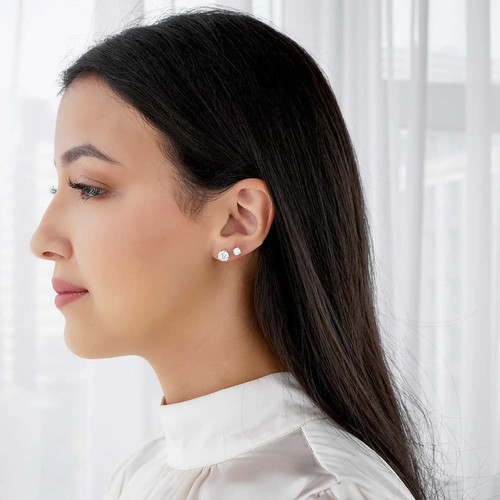 0.31 CT Round VS1 D Lab Created Diamond Earrings 14K White Gold - Picture 3 of 4