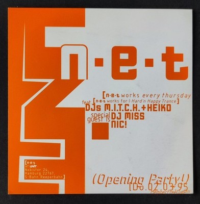   NET / UNIT Hamburg   Opening Party Flyer   02.03.1995   Original