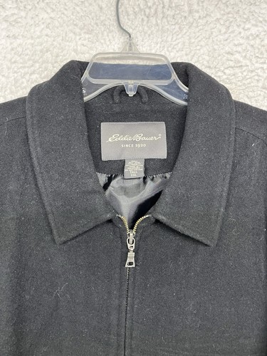Eddie Bauer Jacket Mens XXL Tall Black Bomber Full Zip Wool - Bild 2 von 10