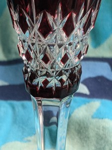 VINTAGE JOY RUBY RED WATERFORD CRYSTAL SNOWFLAKE CHAPAGNE FLUTE 9 3/8"