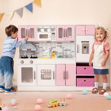 Large Kitchen Playset for Boys Girls Pretend Play Chef Toys Set Pink