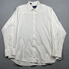 David Donahue trim fit dress shirt men's 18.5 34/35 white long sleeve solid