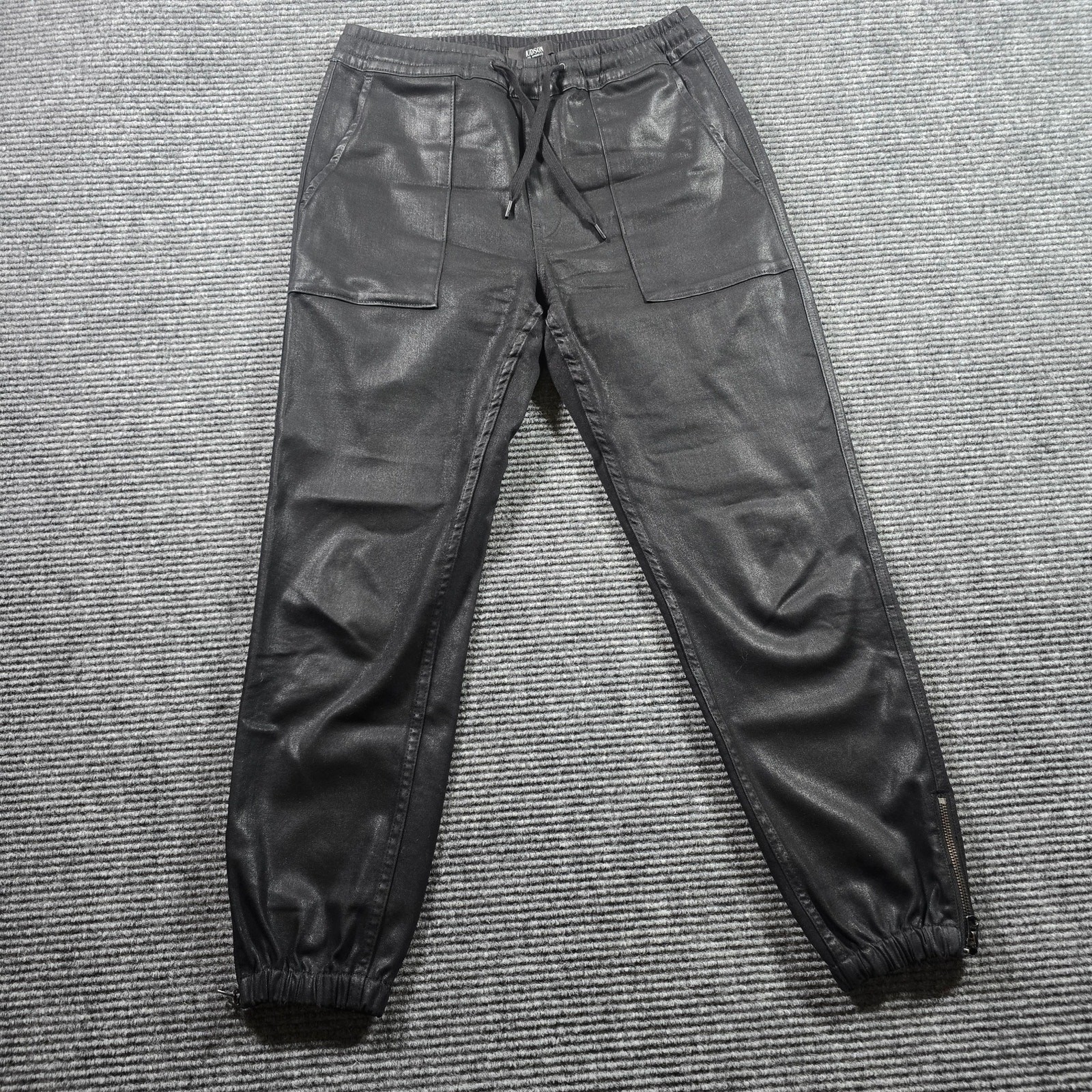 Hudson Jogger Pants Womens S Black Coated Faux Leather Stretch