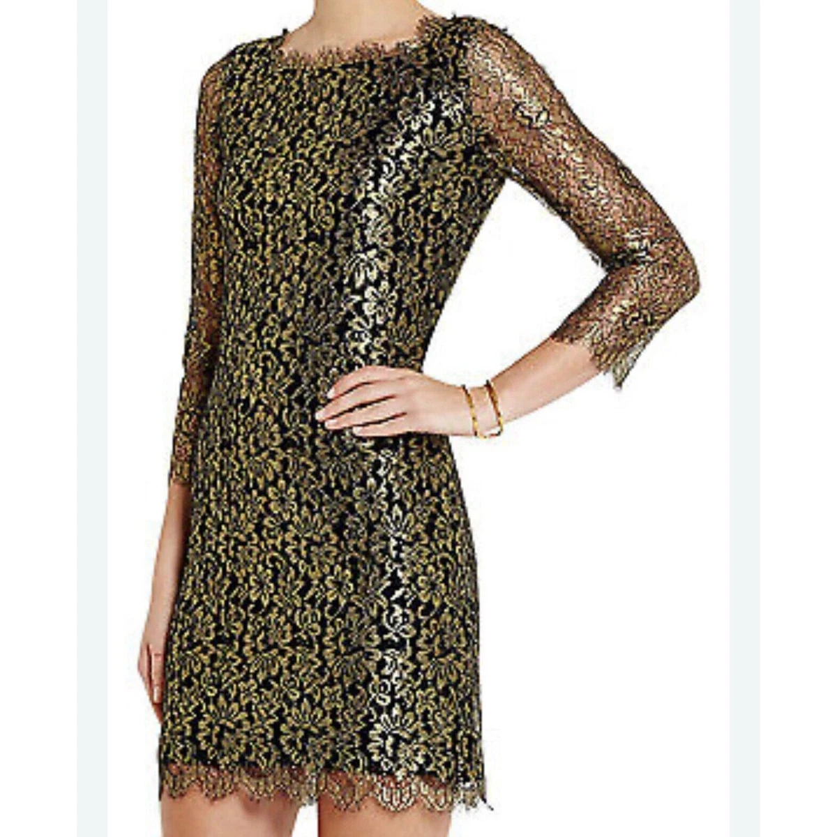 diane von furstenberg metallic gold silk layla dress Diane von Furstenberg Jane Metallic Print Silk Chiffon Maxi Dress