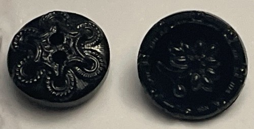 Vintage Czech Black Glass Buttons Button Lot 138-28 - Picture 3 of 11