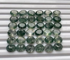 AAA+  Natural Moss Agate Faceted Oval Shape Loose Gemstone