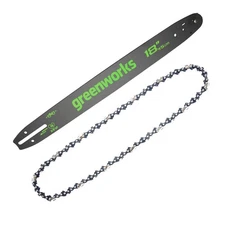 Greenworks 18 inch Guide Bar and Chain - 3/8" Pitch, .050" Gauge, 62 Drive Links