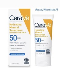 CeraVe Hydrating Mineral Sunscreen SPF50 Face Lotion 2.5 Fl. Oz. 3.12 per gallon