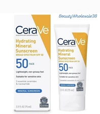 CeraVe Hydrating Mineral Sunscreen SPF50 Face Lotion 2.5 Fl. Oz.